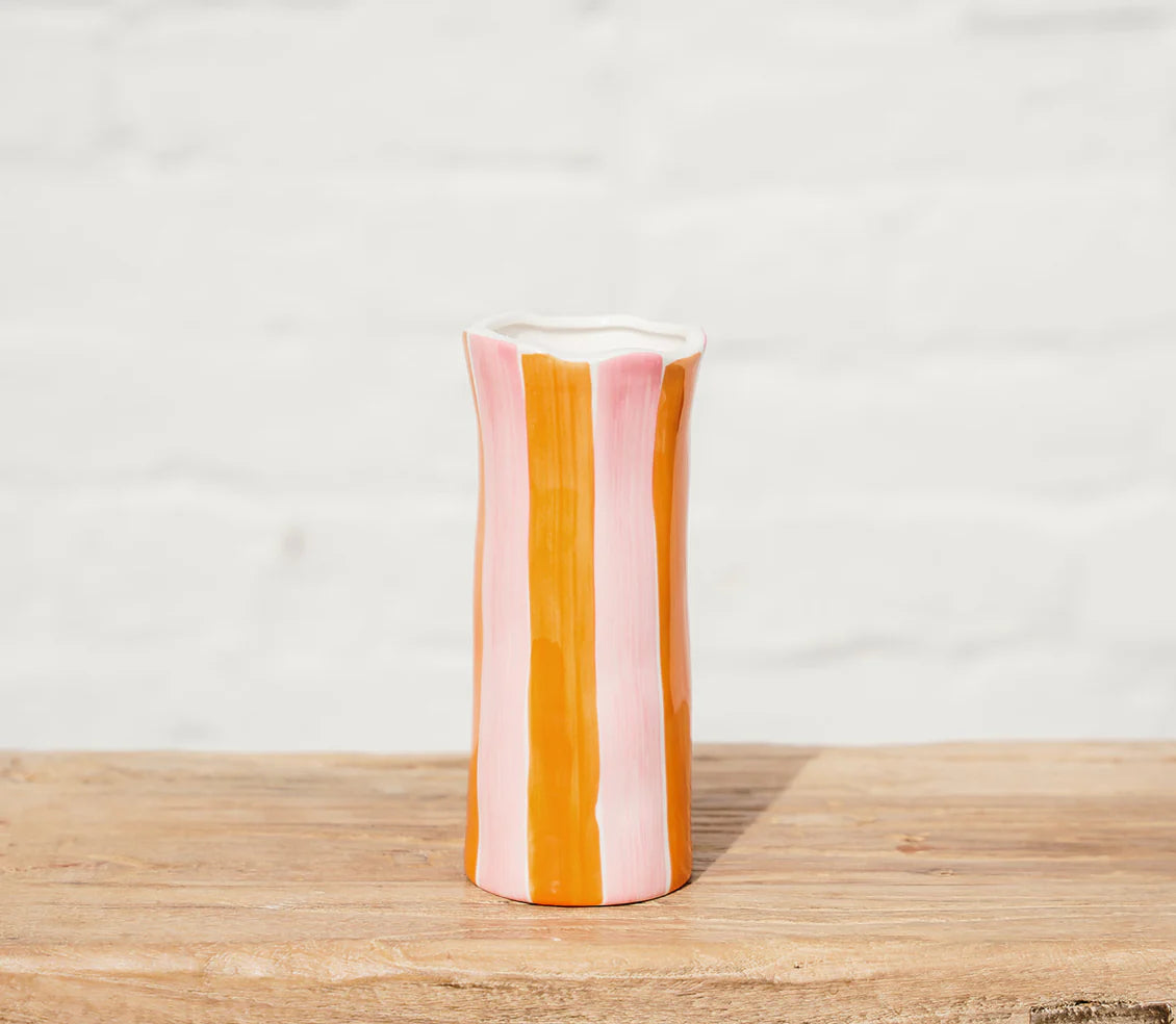 Orange & Pink Stripe Vase Small