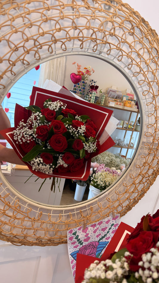 Love x 20 — 20 premium red long-stem roses in signature wrap, Bloomsbyella Brisbane