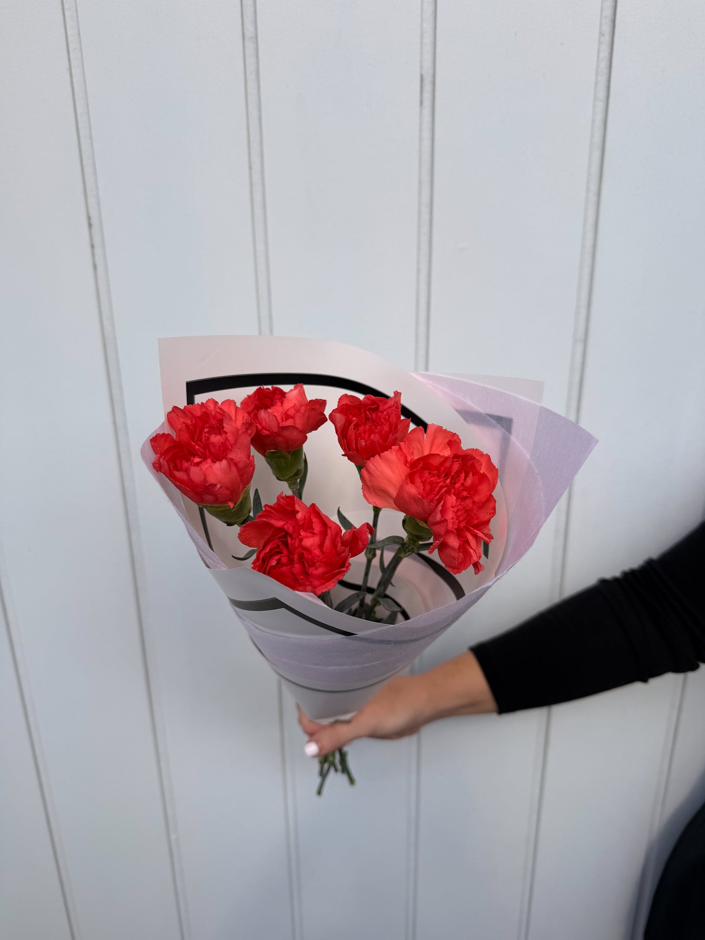 Red carnation en masse bouquet. Brisbane flower delivery by BloomsByElla
