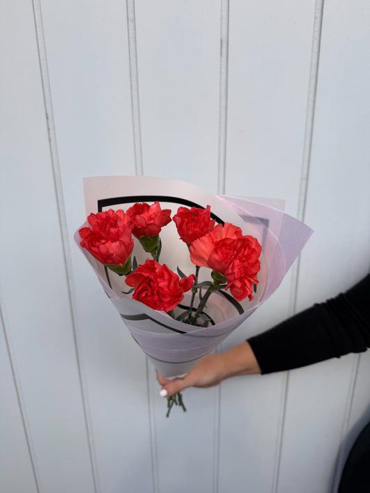Red carnation en masse bouquet. Brisbane flower delivery by BloomsByElla