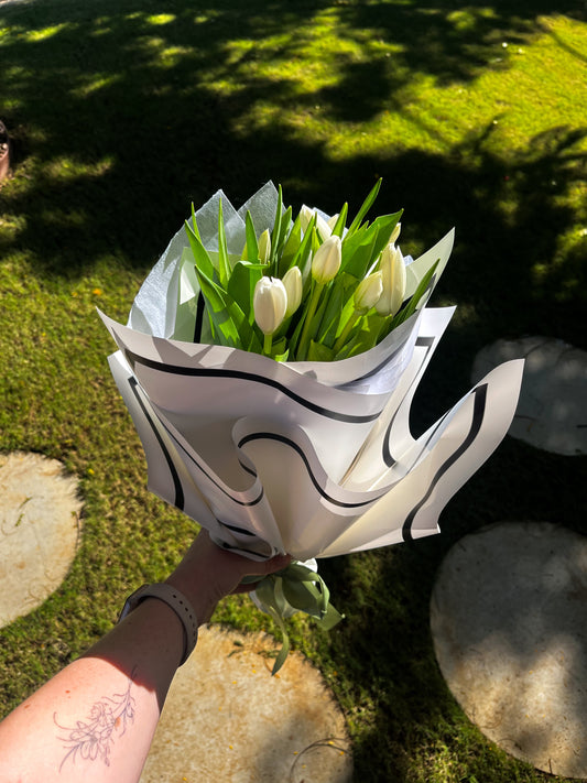 Deluxe tulip arrangement in Neutrals Brisbane flower delivery