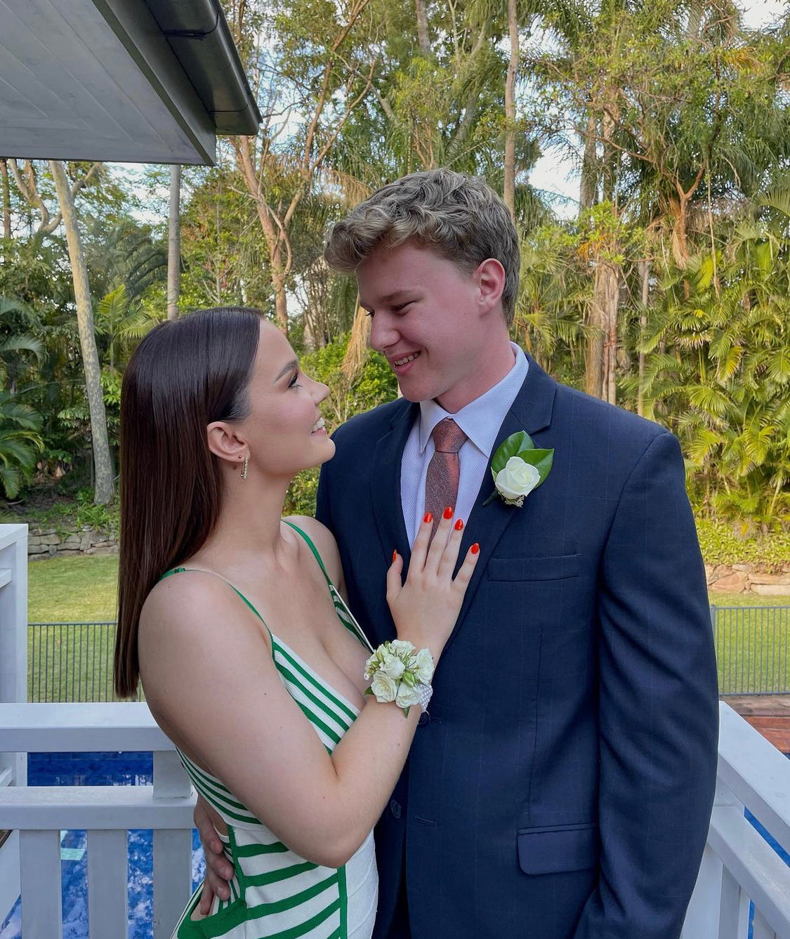 Corsage and buttonhole pearl band. Brisbane delivery 